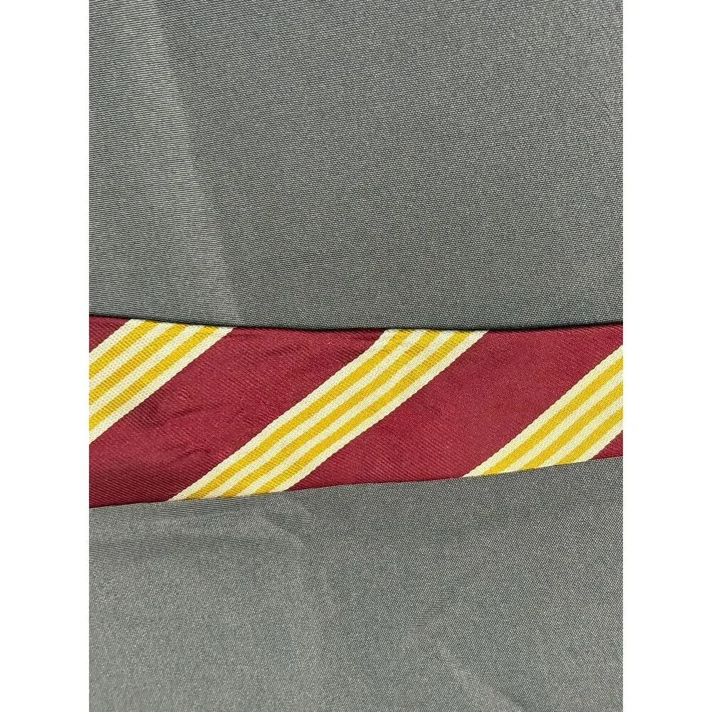 J.Z. Richards Men’s Silk Tie Gray Navy Gold Geometric Handmade USA 58”
